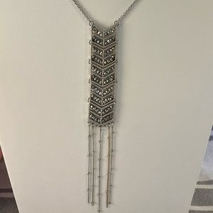 Gorgeous LOFT Outlet 23 inch LONG Silver Tassel Beaded Necklace